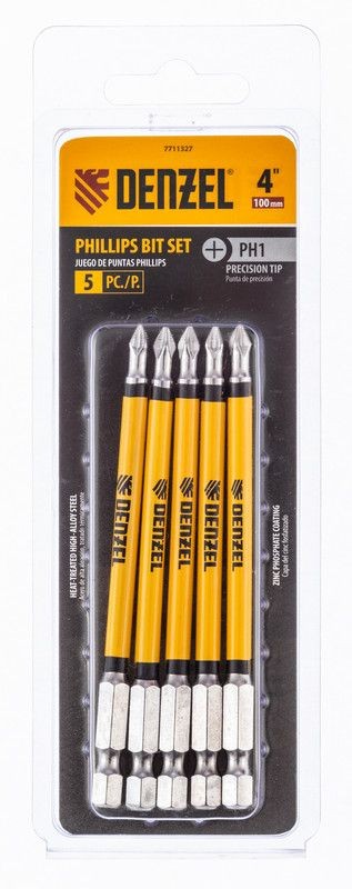 Набор бит, PH2x100 мм, 5 шт. Denzel 7711328