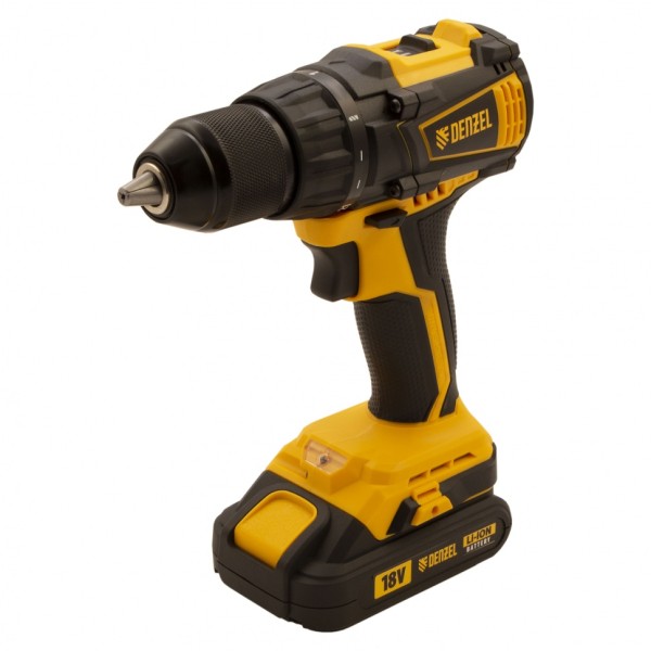 Дрель-шуруповерт аккумуляторная с бесщеточным двигателем BLDL-IB-18-02, Li-Ion, 18 В, 1.5 А/ч, 2 аккумулятора Denzel 26121