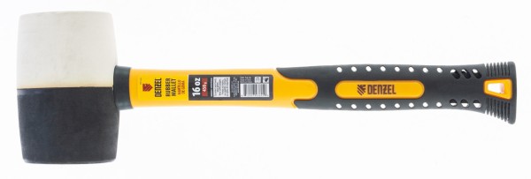 Киянка резиновая, 16 oz, черно-белая резина, фибергласовая рукоятка Denzel 7711171