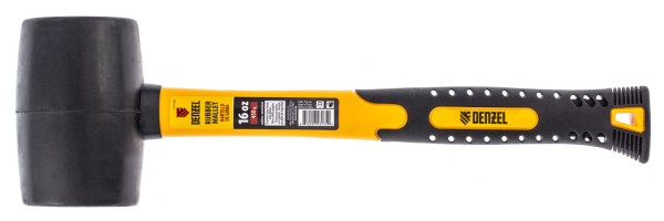 Киянка резиновая, 16 oz, черная резина, фибергласовая рукоятка Denzel 7711185