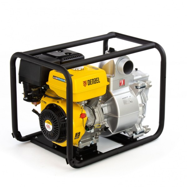 Мотопомпа бензиновая для грязной воды PX-80D, 15 л.с, 3, 1500 л/мин, глубина 8 м , напор 30 м Denzel 99204