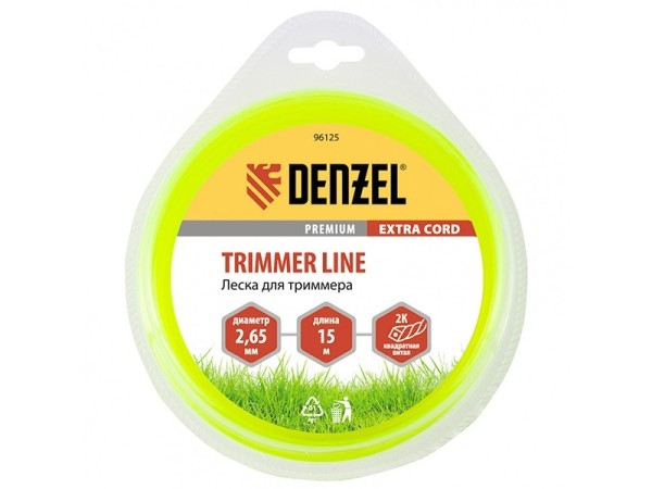 Леска для триммера двухкомпонентная, квадратная 2.65 мм x 15 м Extra cord Denzel 96125