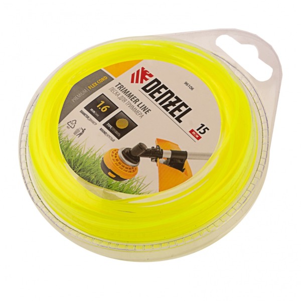 Леска для триммера, круглая 1.6 мм х 15 м, блистер Flex cord Denzel 96106
