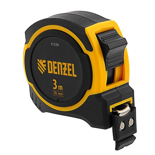 Рулетка 3м х 16мм, двухкомп. корпус, магнитный обрезиненный зацеп Denzel 31530
