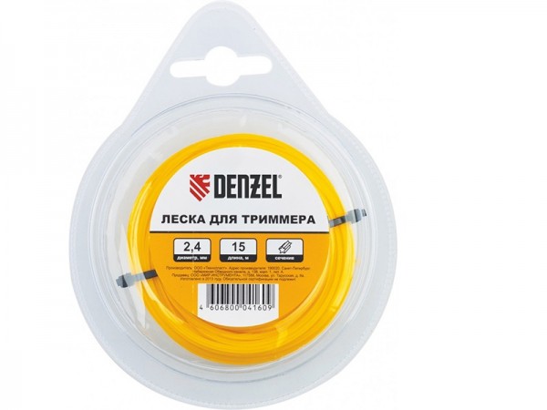 Леска для триммера квадратная, 1.6 мм х 15 м Denzel Россия 96153