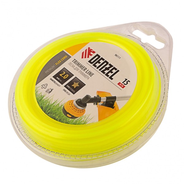 Леска для триммера, звезда 2 мм х 15 м, блистер Flex cord Denzel 96111