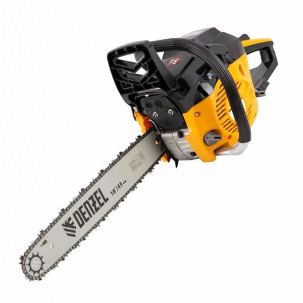 Пила цепная бензиновая DGS-5218, шина 45 см, 52 см3, 3.5 л.с, шаг 0.325, паз 1.5 мм, 72 звена Denzel 95233